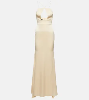 ALEX PERRY Drake Satin Halter Dress, Neutral