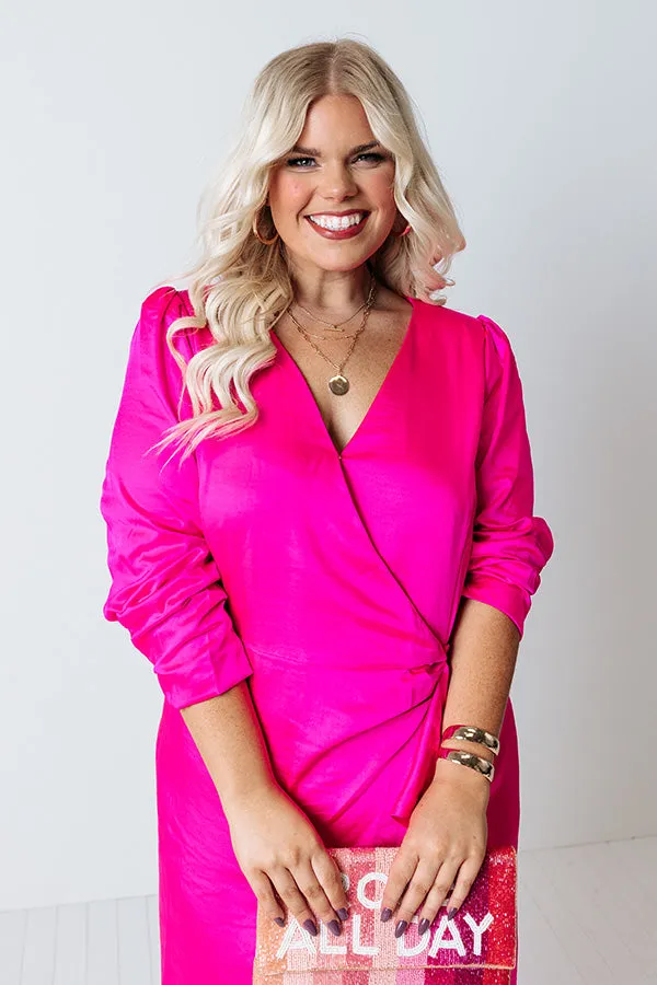 Always Memorable Satin Wrap Dress Curves