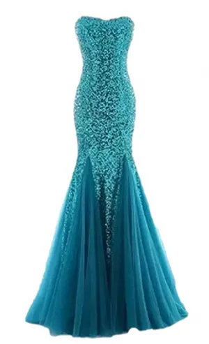 Bride Sparkly Sequins Mermaid Long Evening Dresses