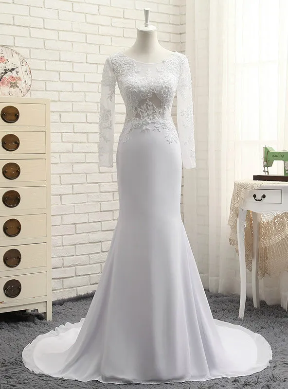 Fashion Mermaid Wedding Dresses Long Sleeve High Quality Sexy Scoop Neck