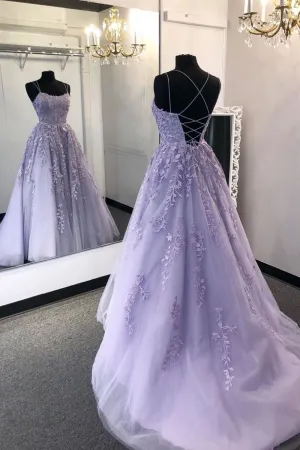 Gorgeous Backless Purple Lace Long 2025 Open Back Purple Purple Lace Purple Prom Dresses