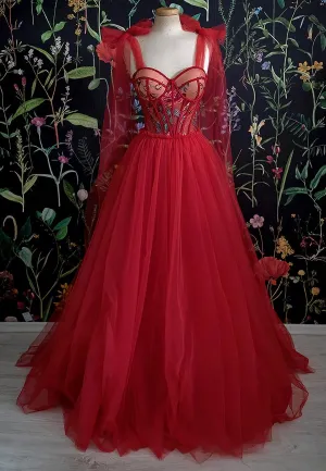 Gorgeous Red Long Evening Dress Prom Dresses