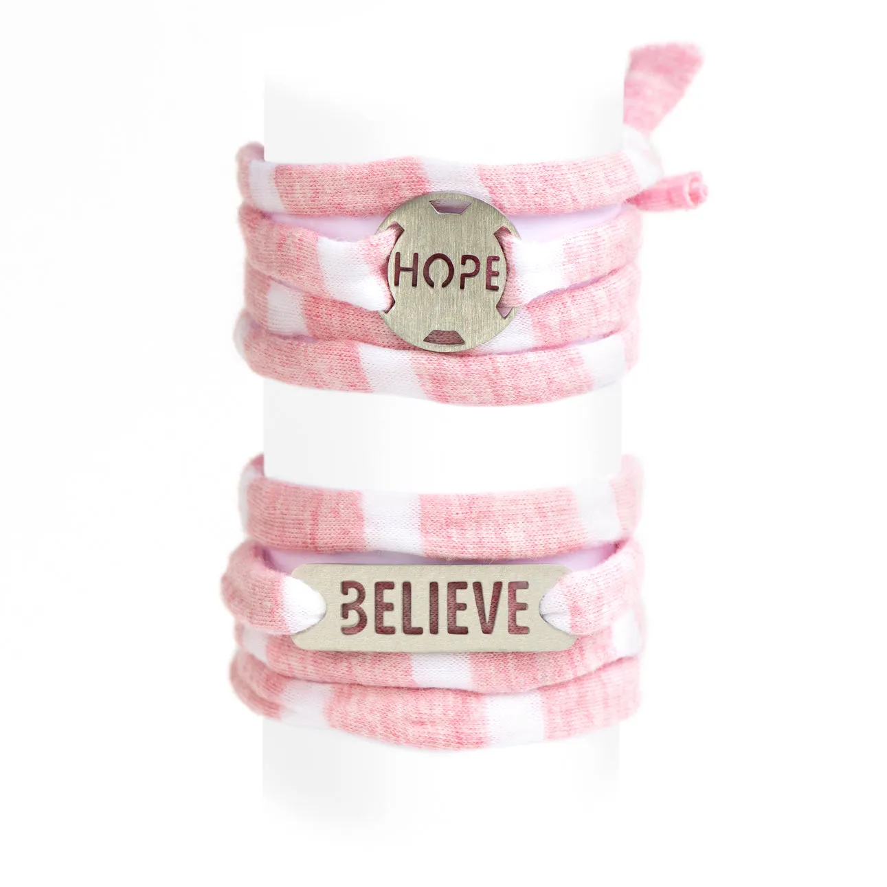 Jersey Wrap Bracelet - Pink/White Stripe