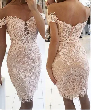 Lace Sheath Off Shoulder Sexy Homecoming Dresses