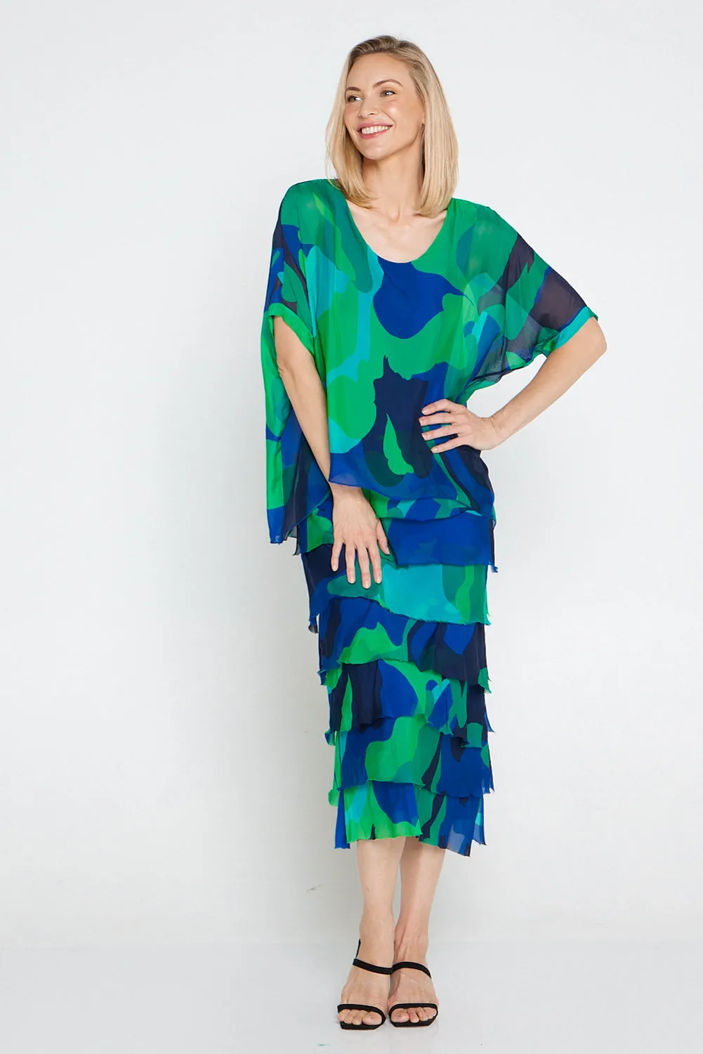 Margo Silk Dress - Jade Cobalt