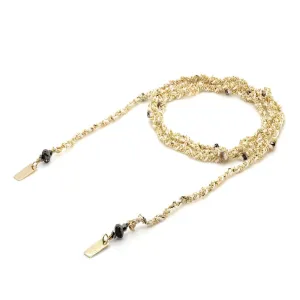 Marie Laure Chamorel Silk & Chain Wrap Bracelet Necklace -Gold/White