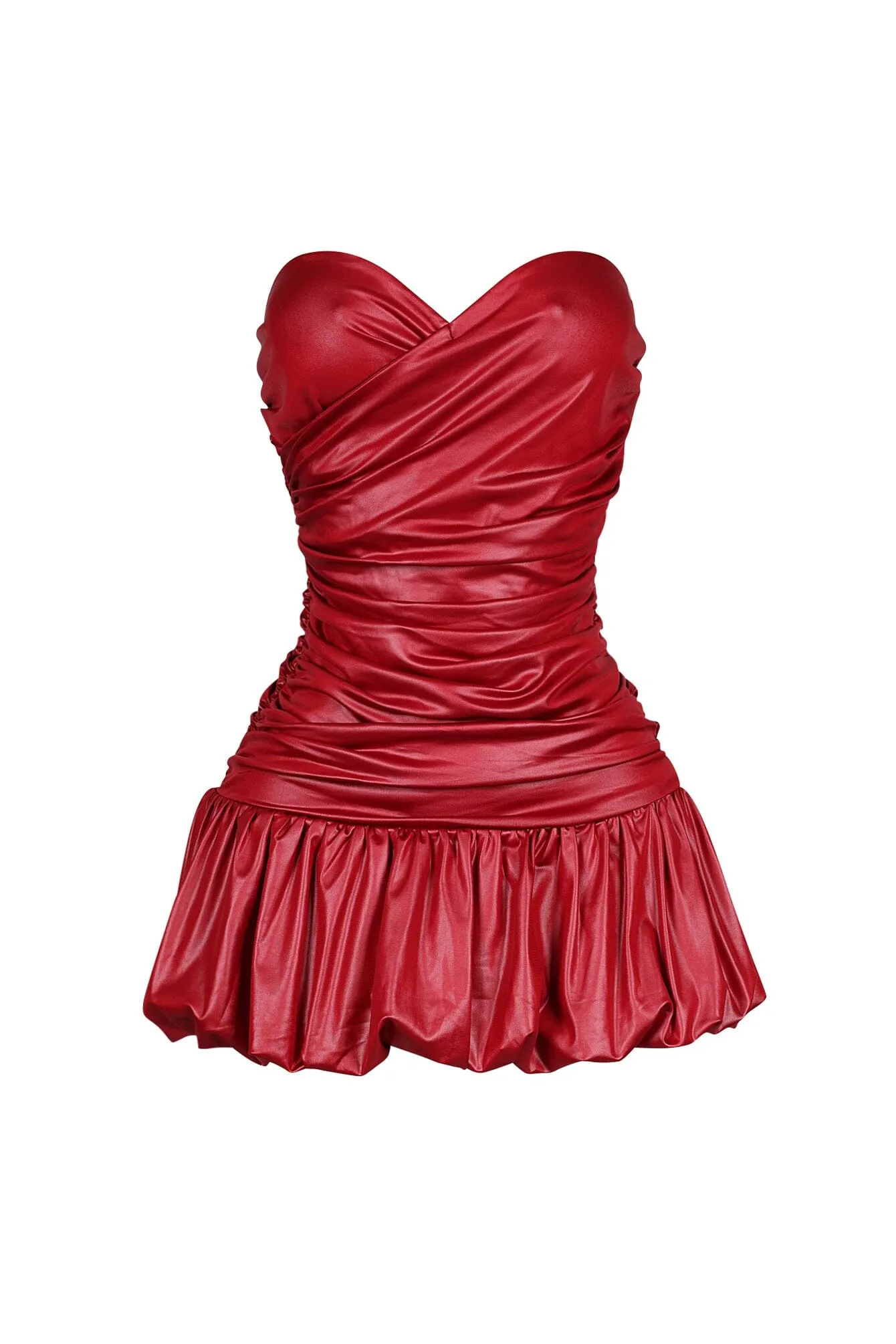 Mikah Shiny Ruched Bubble Mini Dress