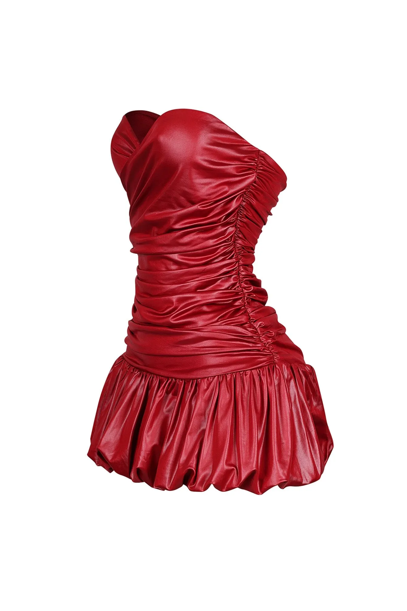 Mikah Shiny Ruched Bubble Mini Dress