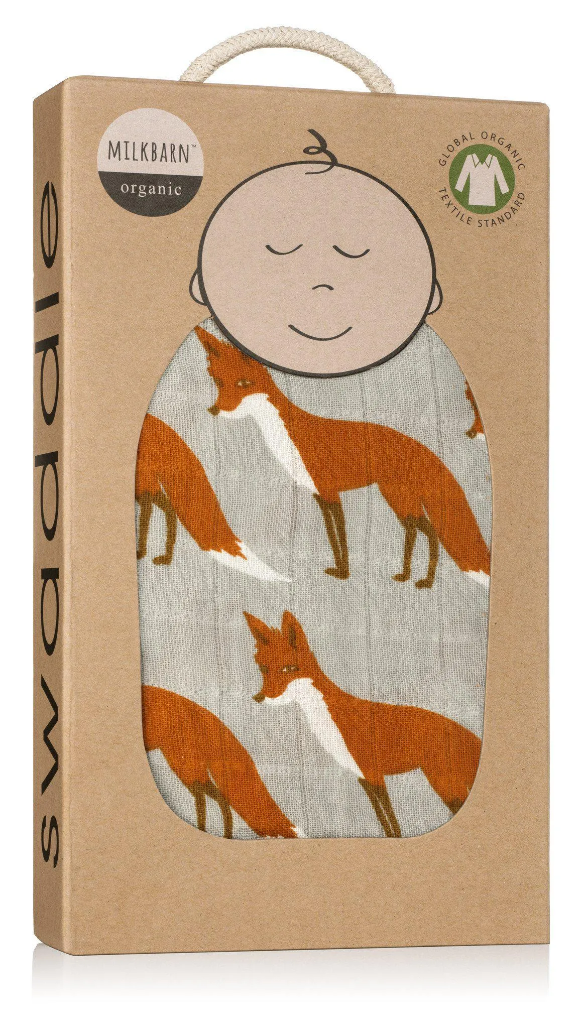 Milkbarn - Organic Muslin Baby Swaddle -Orange Fox