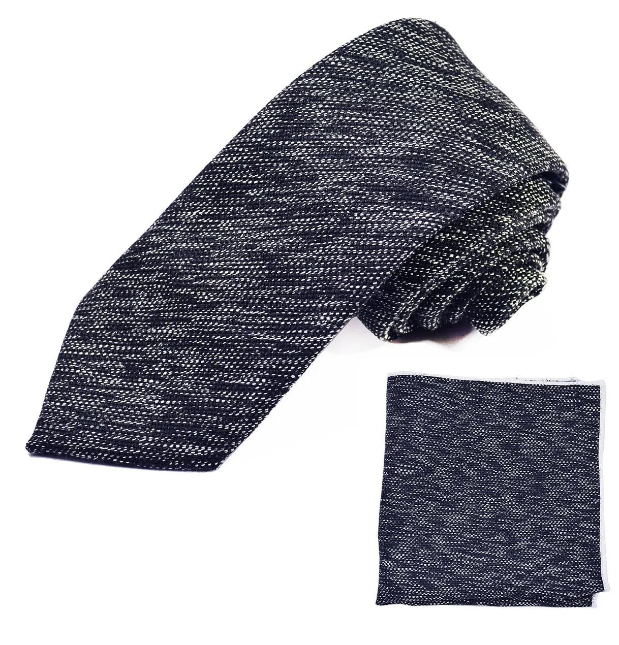 Navy Blue Cotton Tie Set by Paul Malone