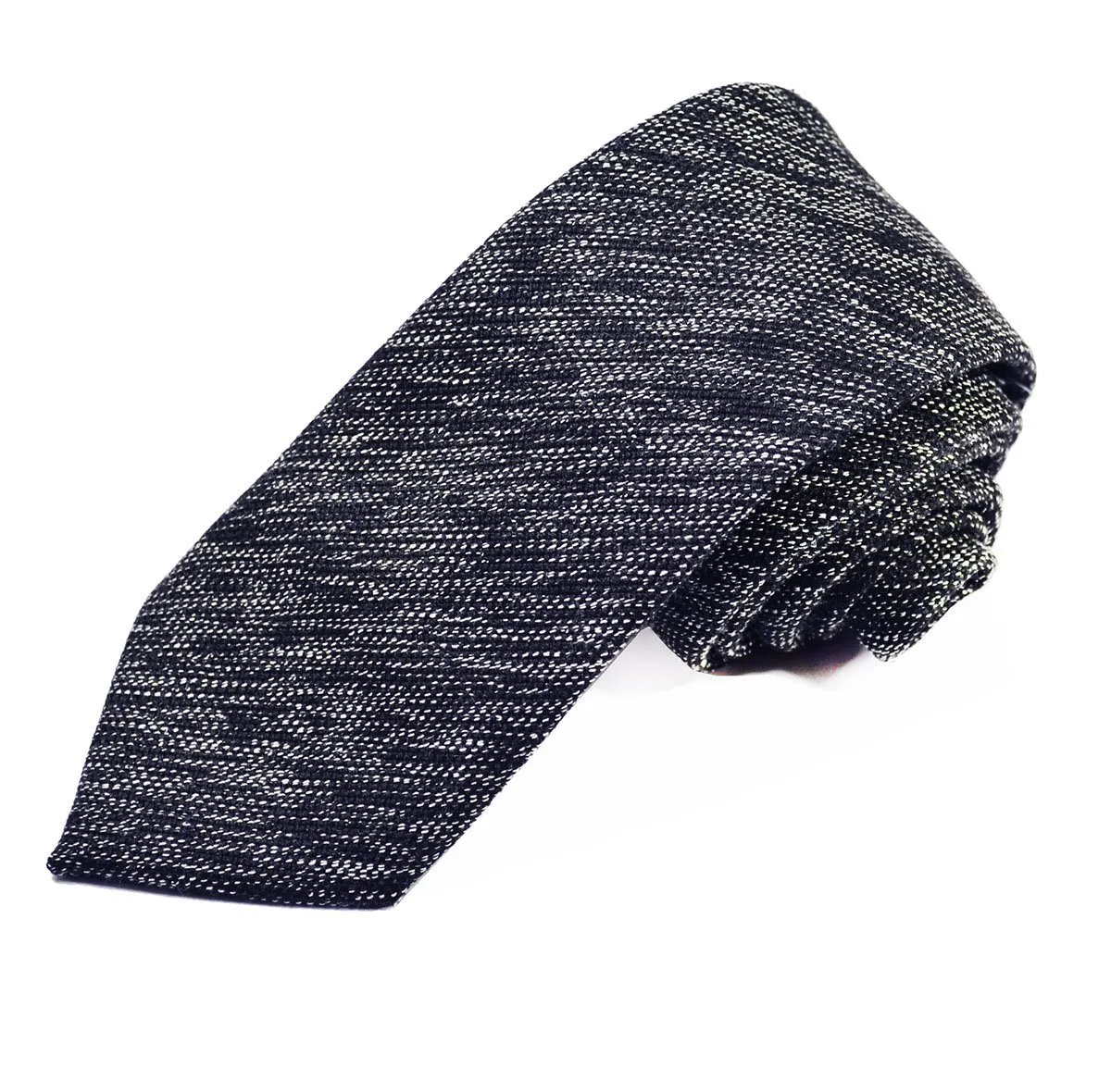 Navy Blue Cotton Tie Set by Paul Malone