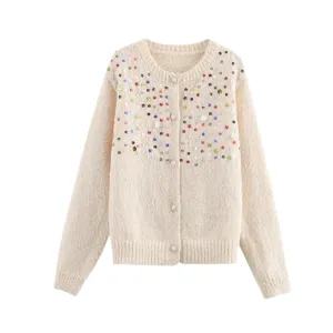 Pre Order:  Colorful Sequin Long Sleeve Knitted Cardigan