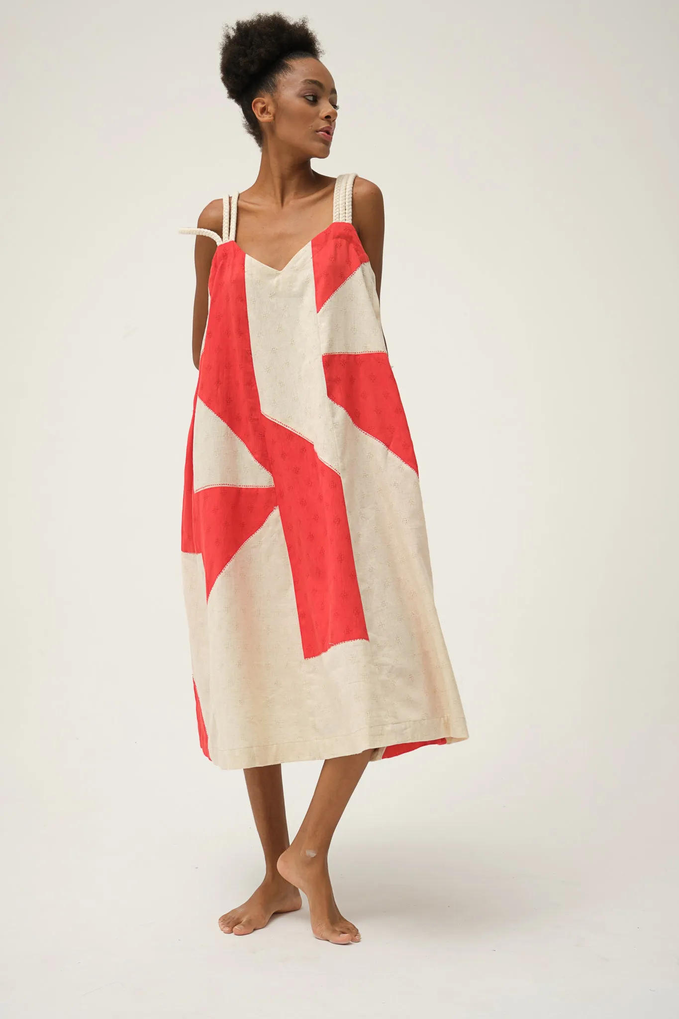 Red Hand-woven Organic Cotton CHARLIE DRESS