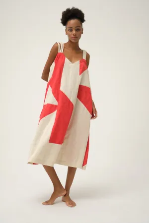 Red Hand-woven Organic Cotton CHARLIE DRESS