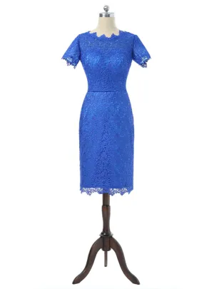 Royal Blue Sheath Cap Sleeves Mother Of The Bride Dresses