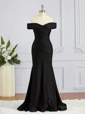 Sheath Off-the-Shoulder Sweep Train Jersey Bridesmaid Dresses