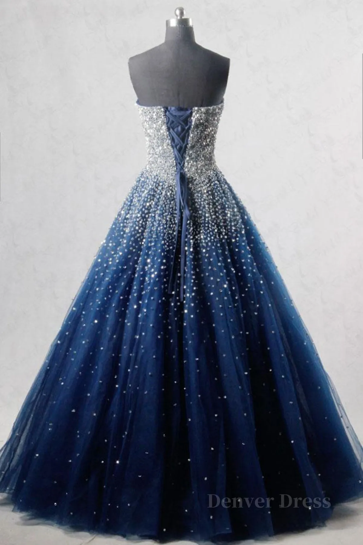 Sparkly Strapless Blue Prom Dresses Strapless Blue Long Formal Evening Dresses