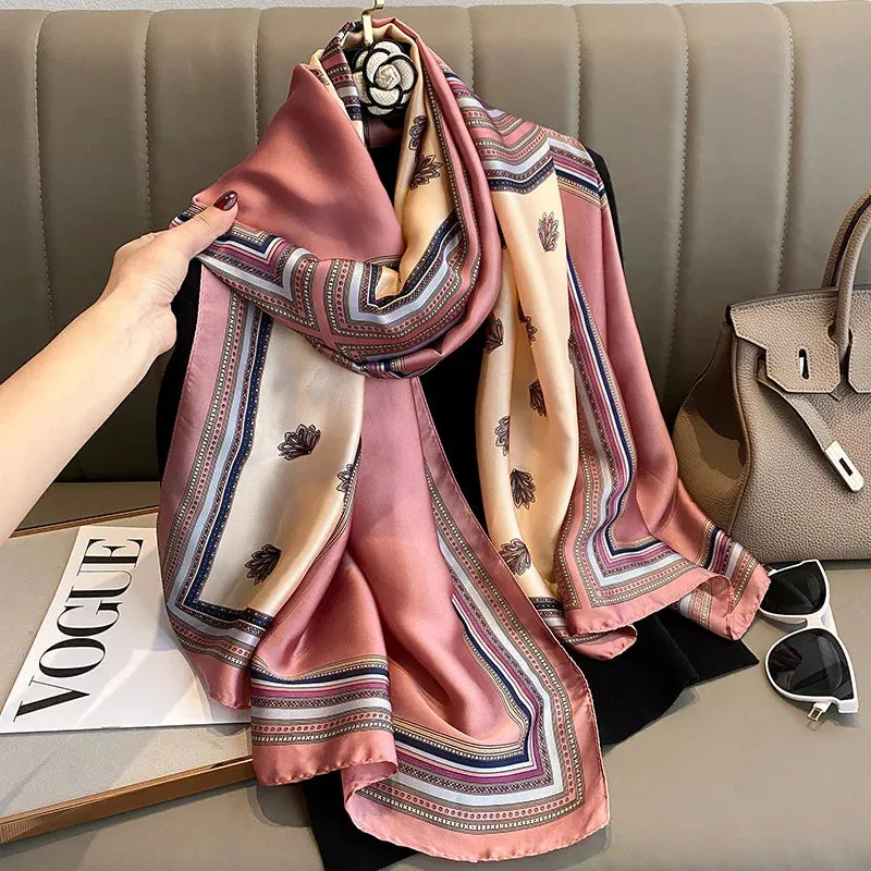 Spring Scarf Women'S Luxury Design Scarf Silk Smooth Scarf Soft Muslim Headband Shawl Beach 85X180Cm