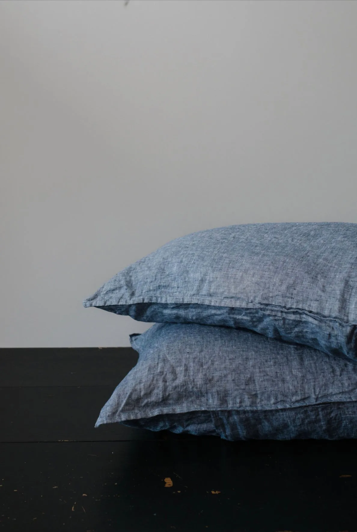 STANDARD FLAX LINEN PILLOWCASE PAIR - DENIM CHAMBRAY